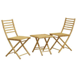 Walplus 3 Piece Bistro Set Bamboo For Garden Backyard, Balcony - Cushion Not Included - thumbnail 2