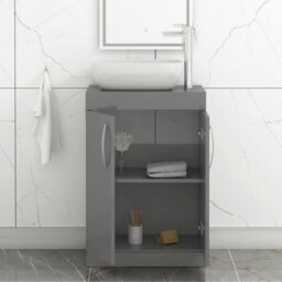 Royal Bathrooms 600mm Floor Standing Vanity Unit 2 Door Indigo Grey Gloss & Countertop Basin - Elva - thumbnail 3