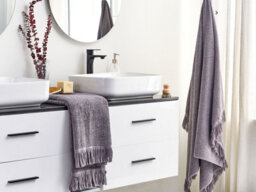 Beliani Set Of 2 Towels Atiu Terry Cotton Grey - thumbnail 2