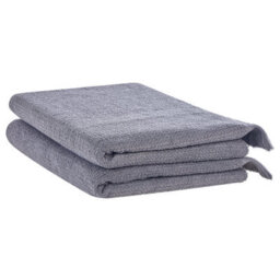 Beliani Set Of 2 Towels Atiu Terry Cotton Grey