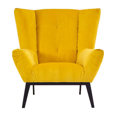 Orsina Luxurious Yellow Fabric Armchair, Velvet Upholstered Occassional Arm Chair, Striking Design Lounge Chair - image 1
