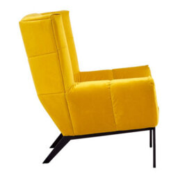 Orsina Luxurious Yellow Fabric Armchair, Velvet Upholstered Occassional Arm Chair, Striking Design Lounge Chair - thumbnail 3