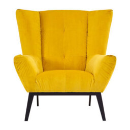 Orsina Luxurious Yellow Fabric Armchair, Velvet Upholstered Occassional Arm Chair, Striking Design Lounge Chair - thumbnail 1