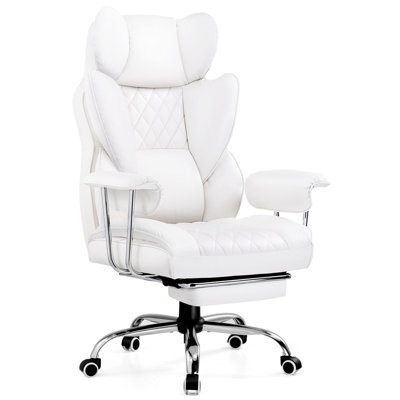 Comhoma Gaming Chair, Executive Office Desk Chair With Footrest Ergonomic Heavy Duty Lumbar Support Computer Chairs, White - image 1
