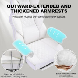 Gtplayer Gaming Chair, Executive Office Desk Chair With Footrest Ergonomic Heavy Duty Lumbar Support Computer Chairs, White - thumbnail 8