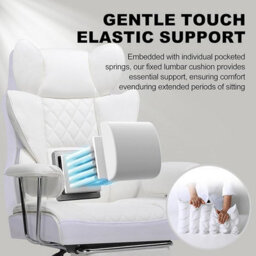 Gtplayer Gaming Chair, Executive Office Desk Chair With Footrest Ergonomic Heavy Duty Lumbar Support Computer Chairs, White - thumbnail 5