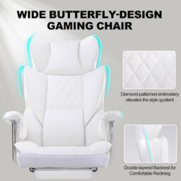 Gtplayer Gaming Chair, Executive Office Desk Chair With Footrest Ergonomic Heavy Duty Lumbar Support Computer Chairs, White - thumbnail 7