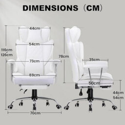 Gtplayer Gaming Chair, Executive Office Desk Chair With Footrest Ergonomic Heavy Duty Lumbar Support Computer Chairs, White - thumbnail 3