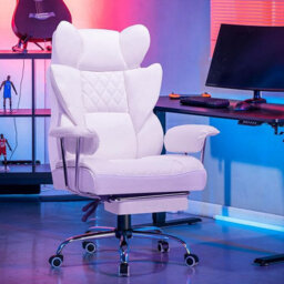 Gtplayer Gaming Chair, Executive Office Desk Chair With Footrest Ergonomic Heavy Duty Lumbar Support Computer Chairs, White - thumbnail 2