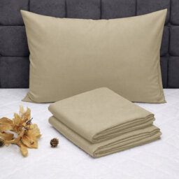 Aspire Homeware Bed Pillowcase Pair -Soft Breathable Envelop Bedding Beige Pillow Covers, Plain Dyed Pillowcase Set, 50 X 75 Cm - thumbnail 8