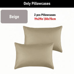 Aspire Homeware Bed Pillowcase Pair -Soft Breathable Envelop Bedding Beige Pillow Covers, Plain Dyed Pillowcase Set, 50 X 75 Cm - thumbnail 6