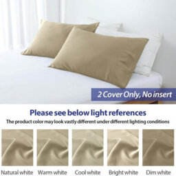 Aspire Homeware Bed Pillowcase Pair -Soft Breathable Envelop Bedding Beige Pillow Covers, Plain Dyed Pillowcase Set, 50 X 75 Cm - thumbnail 5