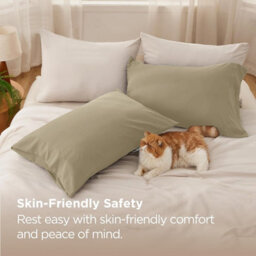 Aspire Homeware Bed Pillowcase Pair -Soft Breathable Envelop Bedding Beige Pillow Covers, Plain Dyed Pillowcase Set, 50 X 75 Cm - thumbnail 3