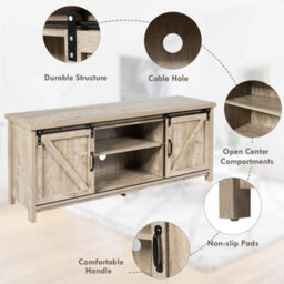 Modern Tv Cabinet Wooden Media Storage Shelves Organizer Stand For 60 Inch Tv - thumbnail 5