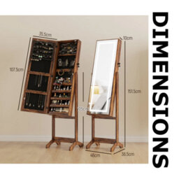 Free Standing Mirror Lockable Jewellery Cabinet 360 Swivel Organiser With Led Lights - thumbnail 7