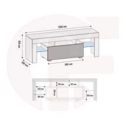 Tv Unit Floe 130Cm - Oak & White Gloss Doors And Led Lights - thumbnail 4