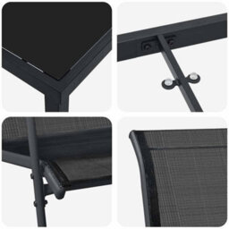 Berkfield Garden Dining Set 3 Pcs Black Textilene And Steel - thumbnail 9