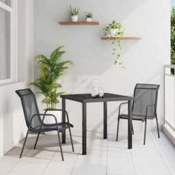 Berkfield Garden Dining Set 3 Pcs Black Textilene And Steel