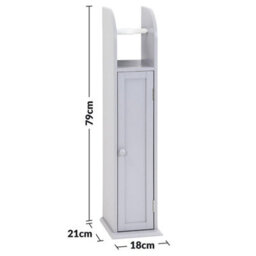 Taylor & Brown Grey Wooden Toilet Paper Holder Cabinet With Shelf, Free Standing Bathroom Tissue Storage, 18X20X79Cm (Grey) - thumbnail 7