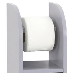 Taylor & Brown Grey Wooden Toilet Paper Holder Cabinet With Shelf, Free Standing Bathroom Tissue Storage, 18X20X79Cm (Grey) - thumbnail 5