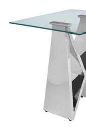 Orsina Modern Design Wing Base End Table, Wing Base Design Metal End Table, Tempered Glass Top Versatile Table - thumbnail 3
