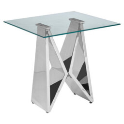 Orsina Modern Design Wing Base End Table, Wing Base Design Metal End Table, Tempered Glass Top Versatile Table - thumbnail 1