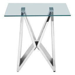 Orsina Modern Design Wing Base End Table, Wing Base Design Metal End Table, Tempered Glass Top Versatile Table - thumbnail 2