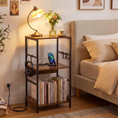 Display Shelf 3 Tier Record Player Stand With Charging Station Living Room - image 1