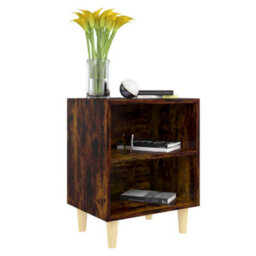 Berkfield Bed Cabinet With Solid Wood Legs Smoked Oak 40X30X50 Cm - thumbnail 3