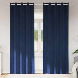Berkfield Blackout Curtains With Eyelets 2 Pcs Dark Blue Velvet