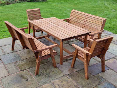 Churnet Valley Garden Furniture Ltd Valley 8 Seat Set 2Xc 2X3B - Timber - L220 X W330 X H95 Cm - Garden Furniture - Minimal Assembly Required - image 1
