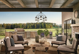 Elegant Weathered Zinc Outdoor Chandelier With 5 Led Bulbs - thumbnail 2