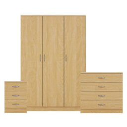 Lassic Vida Designs Riano 3 Piece Bedroom Set (3 Drawer Bedside Chest, 4 Drawer Chest, 3 Door Wardrobe), Pine - thumbnail 8