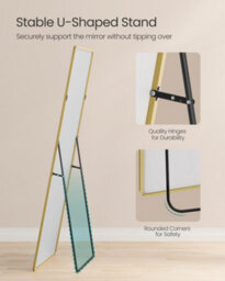 LEDREM Full Length Mirror, 165 X 60 Cm, Rectangle Full Body Mirror With Stand, Aluminium Alloy Frame Floor Mirror, Tempered Glass - thumbnail 4