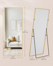 LEDREM Full Length Mirror, 165 X 60 Cm, Rectangle Full Body Mirror With Stand, Aluminium Alloy Frame Floor Mirror, Tempered Glass - thumbnail 5