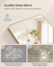 LEDREM Full Length Mirror, 165 X 60 Cm, Rectangle Full Body Mirror With Stand, Aluminium Alloy Frame Floor Mirror, Tempered Glass - thumbnail 3