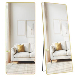 LEDREM Full Length Mirror, 165 X 60 Cm, Rectangle Full Body Mirror With Stand, Aluminium Alloy Frame Floor Mirror, Tempered Glass - thumbnail 2
