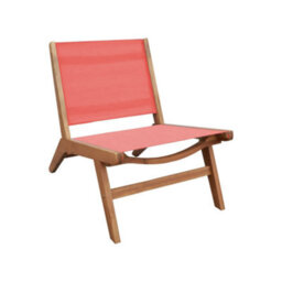 Sweeek - Set Of 2 Easy Chairs Acacia Wood And Textilene Terracotta - Madera - thumbnail 3