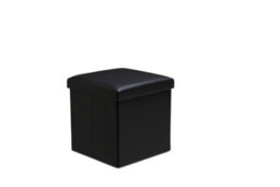 Faux Leather Storage Ottoman Storage Box With Lid Foldable - 38X38X38Cm Square Black