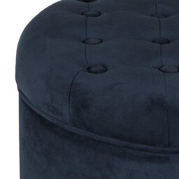 Luxury Living Cambridge Tufted Round Storage Ottoman - Dark Navy - thumbnail 3