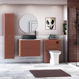 Royal Bathrooms Avenza 800mm Terracotta Clay Wall Hung Bathroom Countertop Vanity Unit 2 Drawer With Milan Black Basin - thumbnail 4