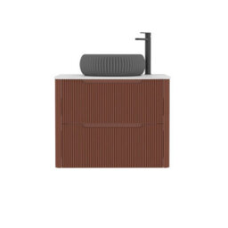 Royal Bathrooms Avenza 800mm Terracotta Clay Wall Hung Bathroom Countertop Vanity Unit 2 Drawer With Milan Black Basin - thumbnail 6