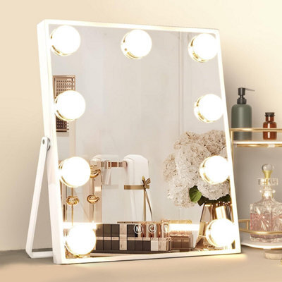 Hollywood Vanity Makeup Mirror, 9 Led Bulbs, 3 Colour Modes, Touch Control, 360 Rotating Stand, 25X30Cm, White - image 1