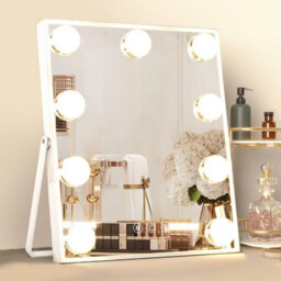 Hollywood Vanity Makeup Mirror, 9 Led Bulbs, 3 Colour Modes, Touch Control, 360 Rotating Stand, 25X30Cm, White - thumbnail 1