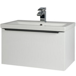 Clifton 600mm Gloss White Wall Bathroom Mounted Vanity Unit And Basin (Central) - Brassware Not Included - thumbnail 1