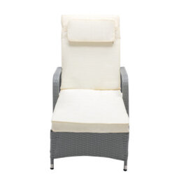MCC Direct Rattan Reclining Sun Lounger Garden And Outdoor Sun Bed On Wheels - Grey - thumbnail 3