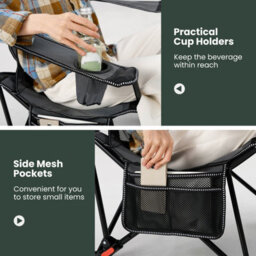 Gainoom Grey Reclining Camping Chair Outdoor Folding Mesh Lounge Chair - thumbnail 7