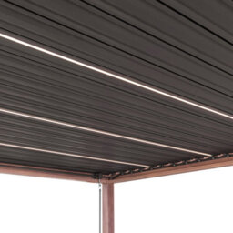 MonsterShop Metal Pergola 3M X 3M With Led Lights Wood Effect Tilting Canopy Roof Aluminium Outdoor Garden Gazebo Sun Rain Shelter Patio - thumbnail 7