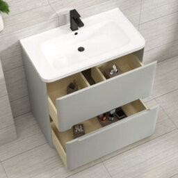 Royal Bathrooms Venice 700mm Dove Grey Floor Standing Vanity Unit 2 Door With Ceramic Basin - thumbnail 4