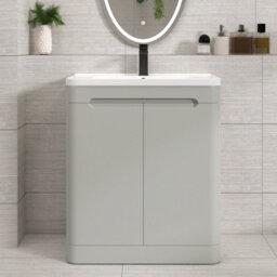 Royal Bathrooms Venice 700mm Dove Grey Floor Standing Vanity Unit 2 Door With Ceramic Basin - thumbnail 1